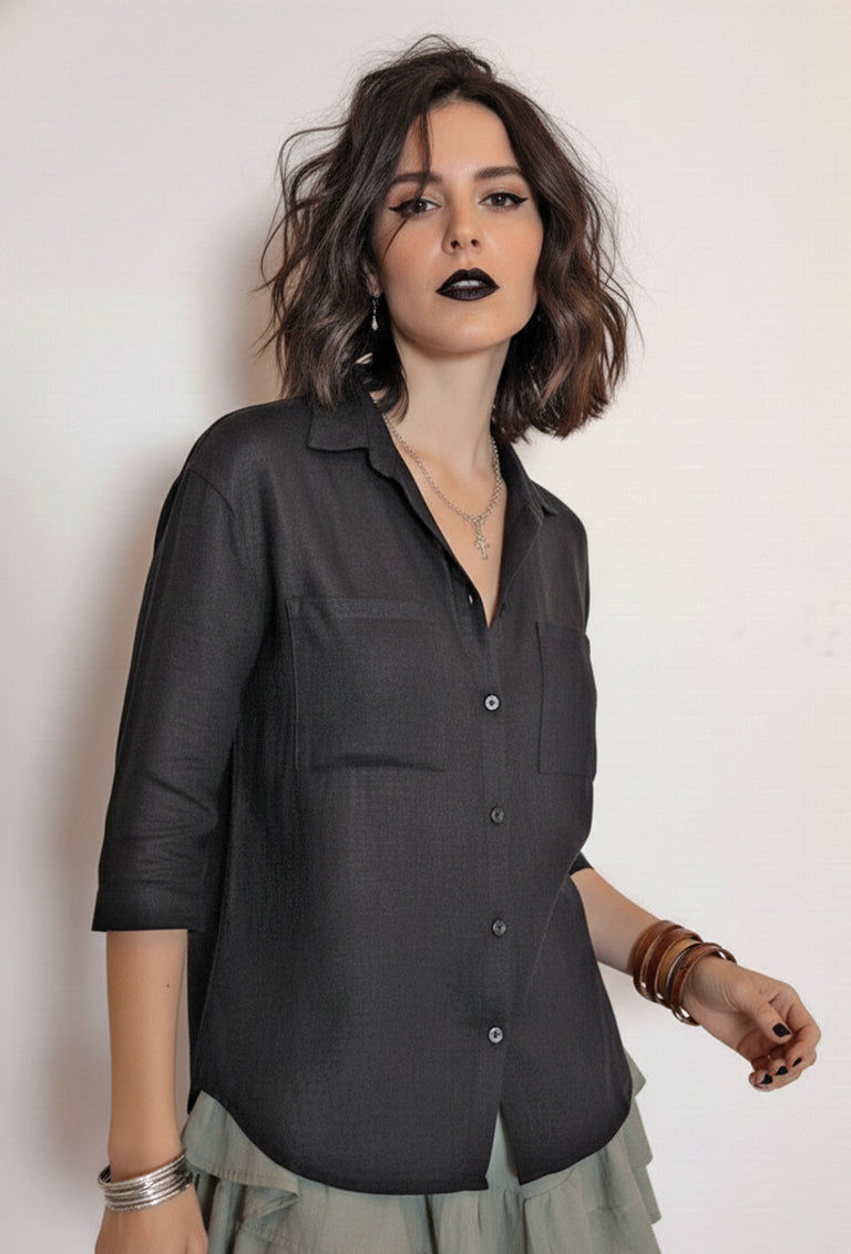 Camisa Lino Corta (Blanca,Natural,Rosa,Celeste,Negro)