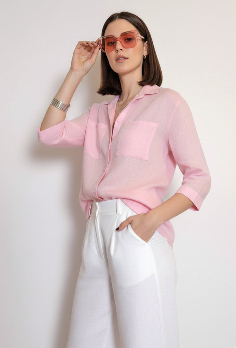 Camisa Lino Corta (Blanca,Natural,Rosa,Celeste,Negro)